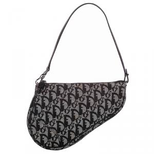 Pre Owned Dior Oblique Canvas Mini Saddle Bag