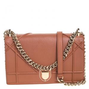 مملوكة مسبقًا Dior Copper Brown Leather Medium Diorama Shoulder Bag