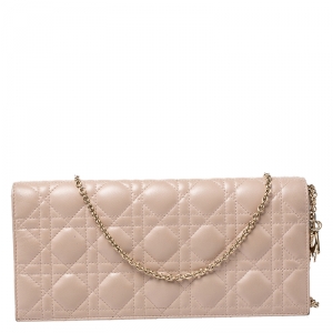 مملوكة مسبقًا Dior Beige Cannage Quilted Leather Lady Dior Chain Clutch