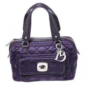مملوكة مسبقًا Dior Purple Cannage Satin and Leather Satchel