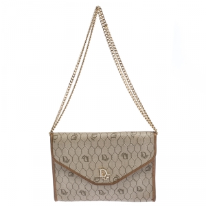 Pre Owned Dior Beige/Brown Honeycomb Coated Canvas Vintage Shoulder Bag