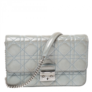 Dior Light Blue Cannage Shimmering Leather Miss Dior Promenade Pouch
