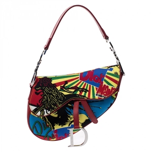 Pre Owned Dior Multicolor Fabric Bob Marley Saddle Bag