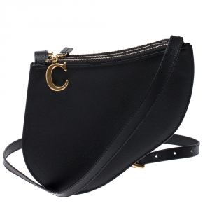 Pre Owned Dior Black Leather Saddle Triple Zip Crossbody Bag