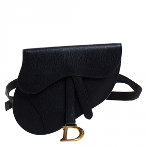 Dior Deep Navy Blue Leather Saddle Belt Bag