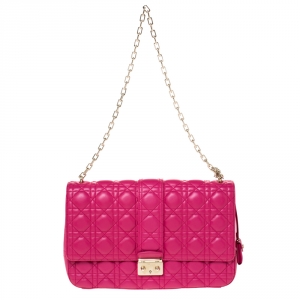 مملوكة مسبقًا Dior Fuchsia Cannage Quilted Leather Large Miss Dior Flap Bag 