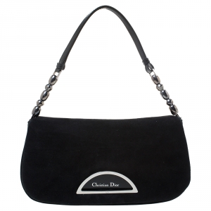 مملوكة مسبقًا Dior Black Suede and Patent Leather Malice Shoulder Bag