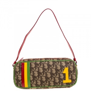 مملوكة مسبقًا Dior Multicolor Oblique Coated Canvas and Leather Vintage Rasta 1 Pochette Bag 