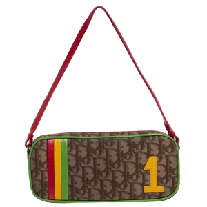 مملوكة مسبقًا Dior Multicolor Oblique Coated Canvas and Leather Vintage Rasta 1 Pochette Bag 
