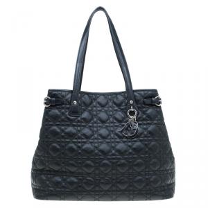 مملوكة مسبقًا Dior Black Coated Canvas Medium Panarea Shopper Tote