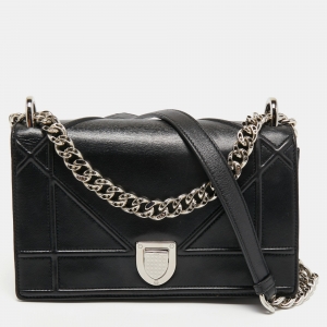 Pre Owned Dior Black Leather Small Diorama Shoulder Bag
