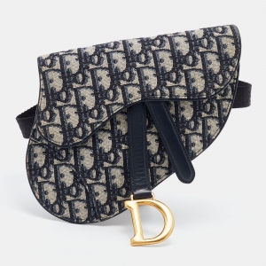 Dior Blue Oblique Canvas and Leather Saddle Belt Bag