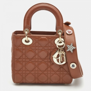Dior Brown Cannage Leather Small My ABCDior Lady Dior Tote
