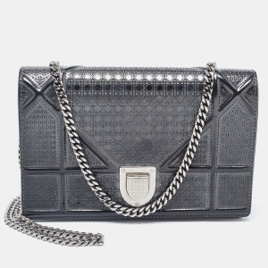 Pre Owned محفظة بسلسلة ديور ديوراما جلد لامع مايكرو كاناج برونزي ميتالك 