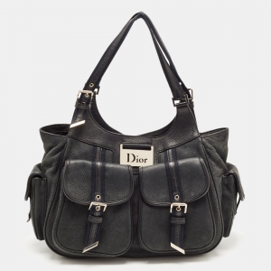 Pre Owned Dior Navy Blue/Black Nubuck and Leather Street Chic Shoulder Bag
