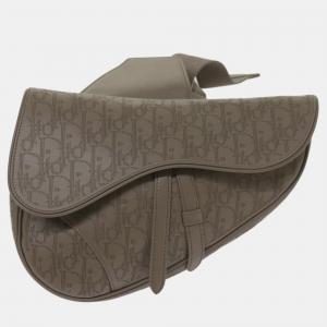 Dior Grey Perforated Oblique Leather Saddle Body Bag