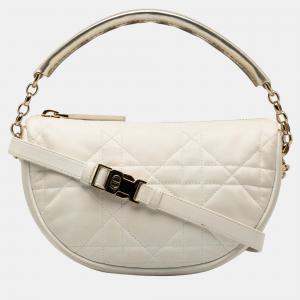 Dior White Small Cannage Vibe Satchel