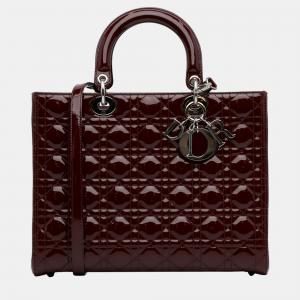 Dior Burgundy Large Cannage Patent Lady Dior
