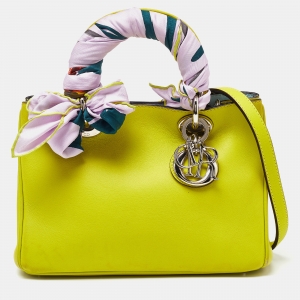 Dior Lime Leather Mini Diorissimo Tote with Wallet