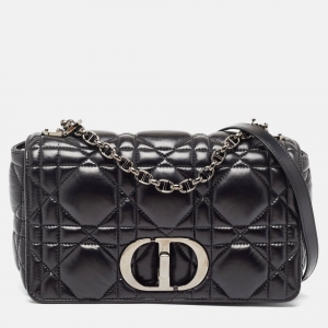 Dior Black Cannage Leather Medium Caro Shoulder Bag
