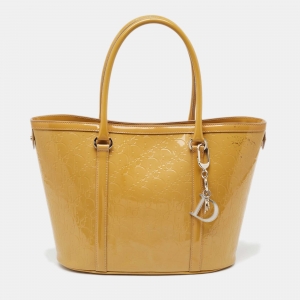 Pre Owned Dior Oblique Embossed Patent Leather Shopper Tote