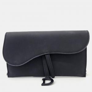 Dior Black Ultra-matte Leather Saddle Chain Wallet