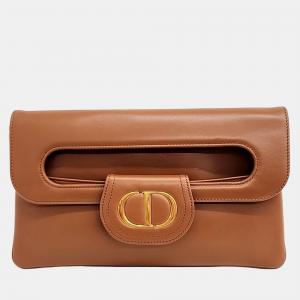 Dior Brown Leather Medium Clutch Bag