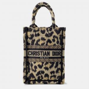Dior Brown/Black Leopard print Mini Book Tote Phone Bag