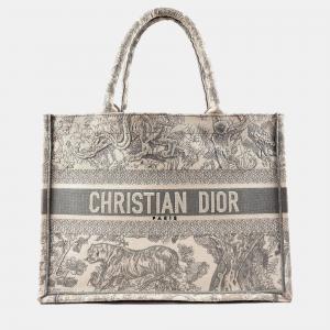 Dior Grey Toile de Jouy Canvas Medium Book Tote Bag