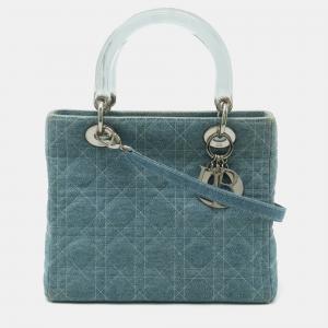 Dior Blue Denim Medium Lady Dior Tote Bag