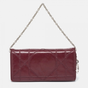 Dior Burgundy Cannage Leather Lady Dior Wallet On Chain