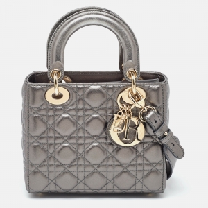 Dior Metallic Cannage Leather Small Lady Dior My ABCDior Bag