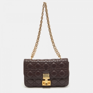 Pre Owned Dior Burgundy Cannage Leather Dioraddict Flap Shoulder Bag