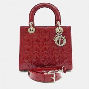 Christian Dior Patent Leather Cannage Lady Medium Bag