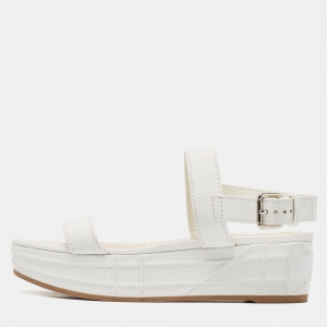 Dior White Leather Platform Slingback Sandals Size 40