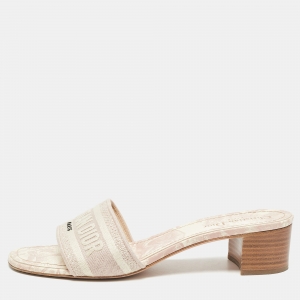 Dior Cream/Purple Canvas Dway Sandals Size 41.5