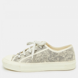 Dior Grey/White Canvas and Rubber Walk'n'Dior Low Top Sneakers Size 40