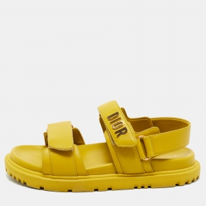 Dior Yellow Leather DiorAct Flat Sandals Size 36