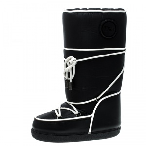 Pre Owned Dior Black Fabric Moon Boot Platform Snow Boots Size 37