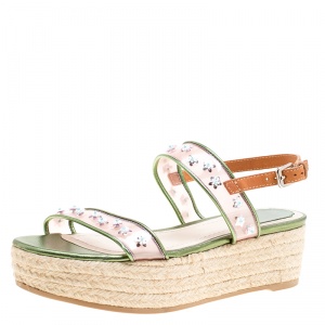 Dior Multicolor Leather and PVC Joy Espadrilles Platform Sandals Size 38