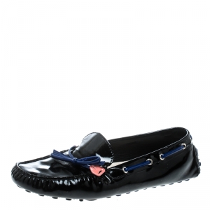Dior Black Patent Leather Bow Loafers Size 41.5