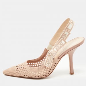 Dior Beige Knit Fabric Jadior Slingback Pumps Size 39
