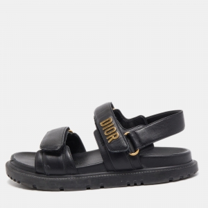 Dior Black Leather Buckle DiorAct Sandals Size 37.5
