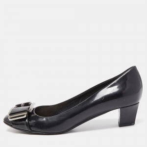 Dior Black Patent Leather Buckle Detail Pumps Size 37.5