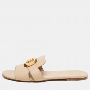 Dior Beige Leather 30 Montaigne Flat Slides Size 40