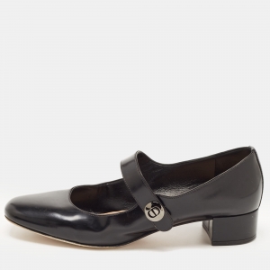 مملوكة مسبقًا Dior Black Leather D-Doll Mary Jane Ballet Flats Size 39
