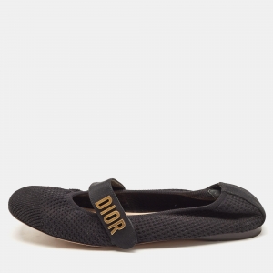 Dior Black Knit Fabric Mary Jane Ballet Flats Size 37.5
