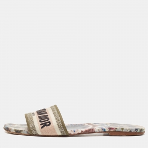 Dior Multicolor Canvas Dway  Flat Slides Size 41 