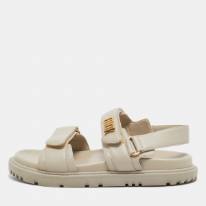 Dior  Grey Leather DiorAct  Slingback Sandals Size 38.5