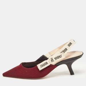 Pre Owned Dior Burgundy Mesh J'Adior  Slingback Pumps Size 39